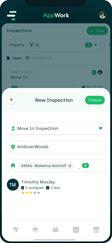 screenshot of our inspections module on a mobile device