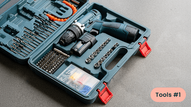 An open multi-tool kit. 
