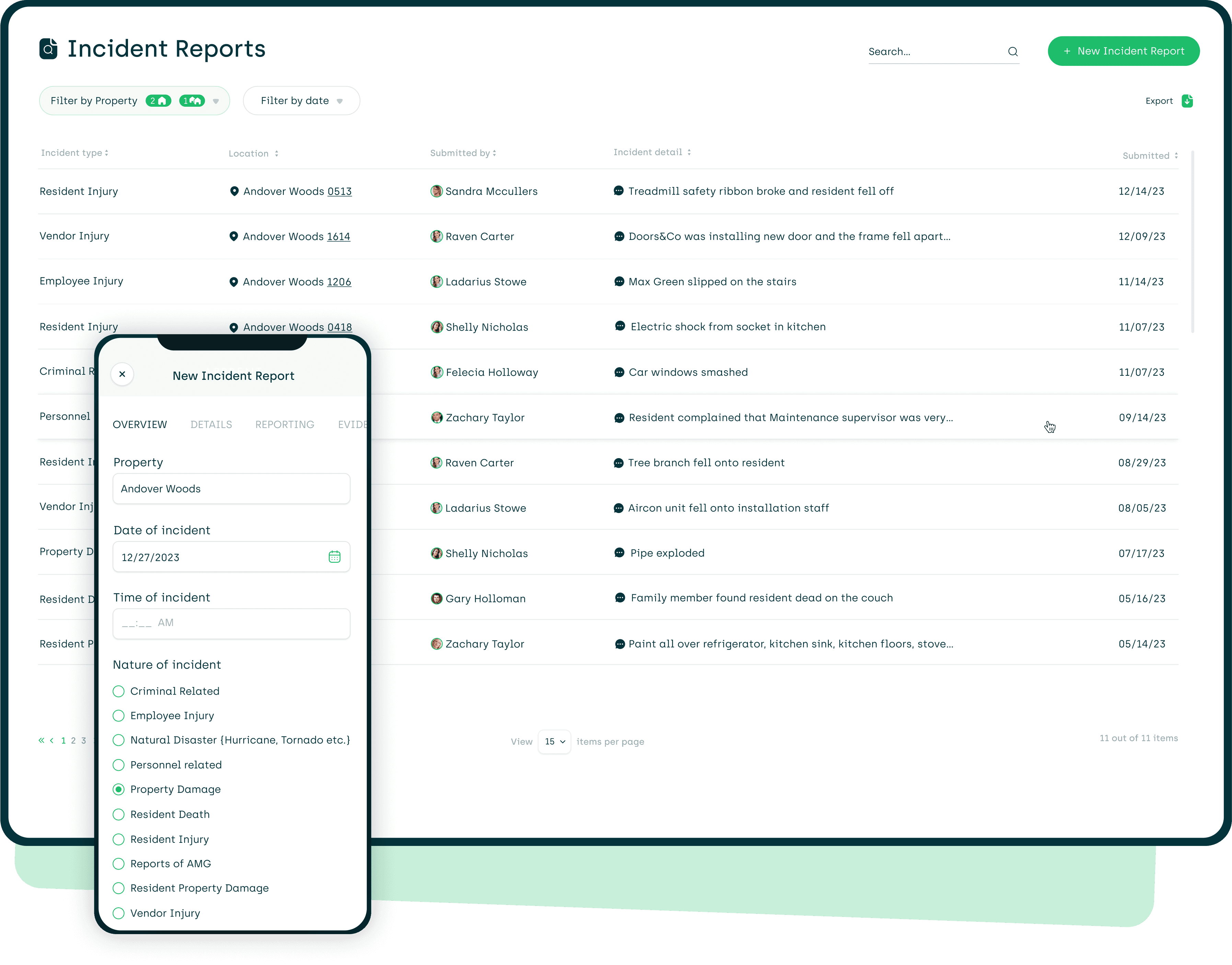 screenshot of our incident reports dashboard on desktop and a mobile device