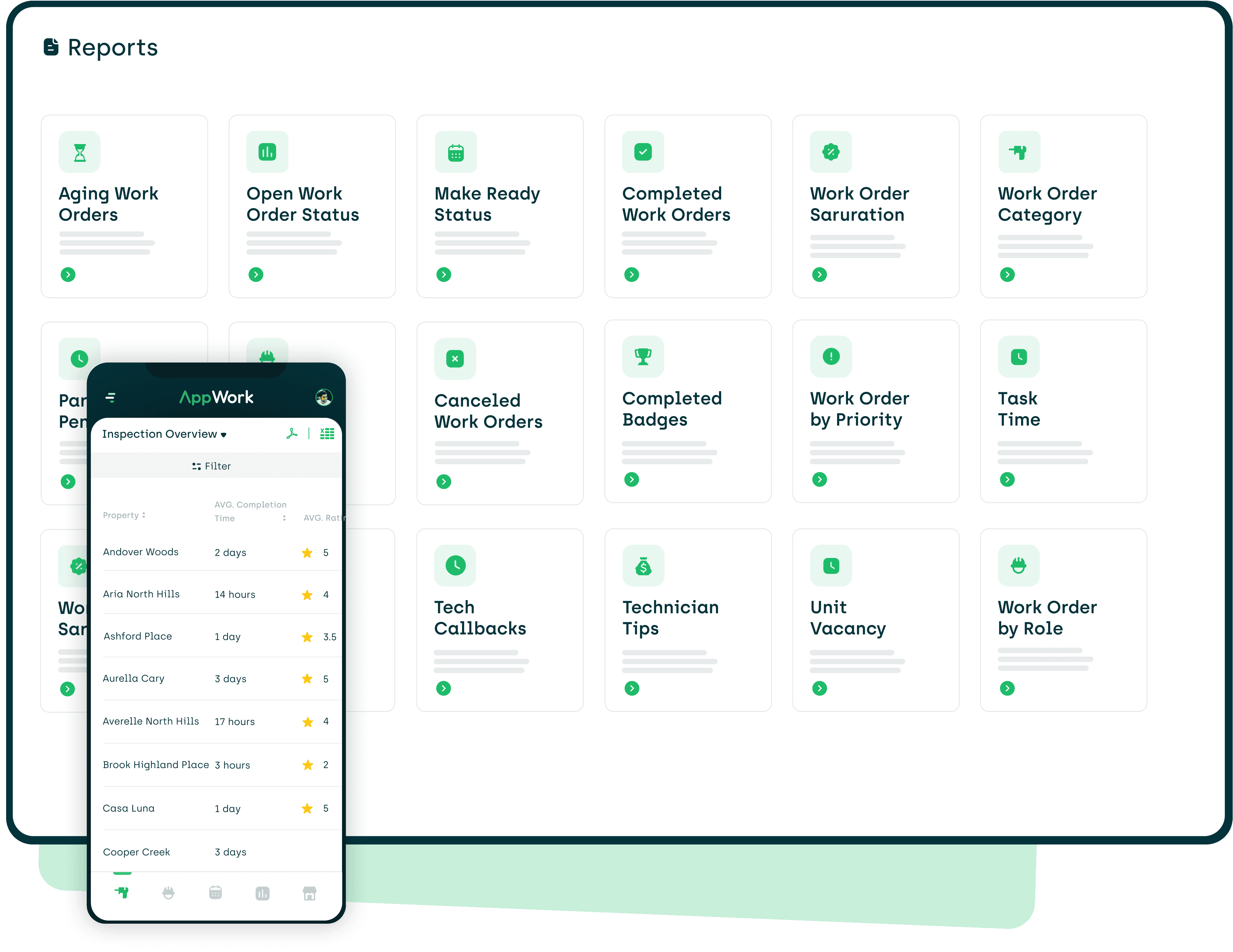 screenshot of our reports module on a desktop and mobile device