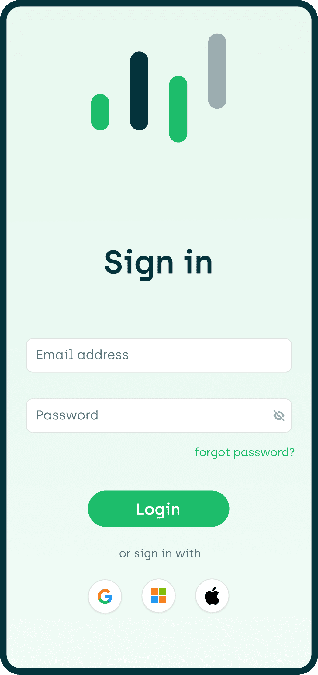AppWork sign in screen on mobile