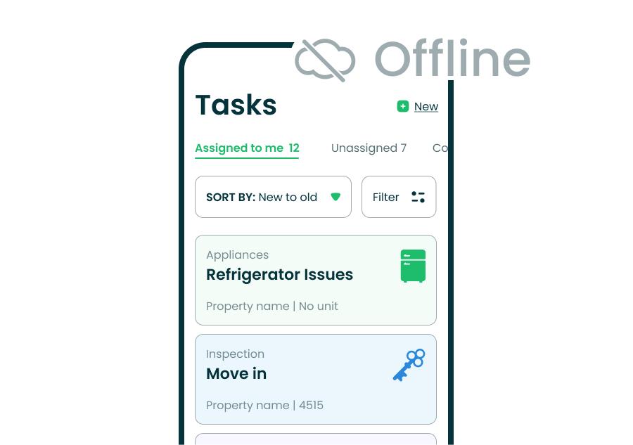 screenshot of the appwork mobile technician app showing its offline mode feature