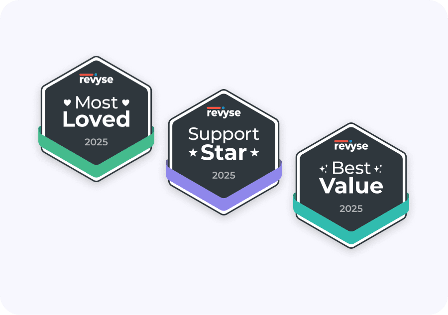 Revyse 2025 badges for best of category awards in residency, awarded to appwork