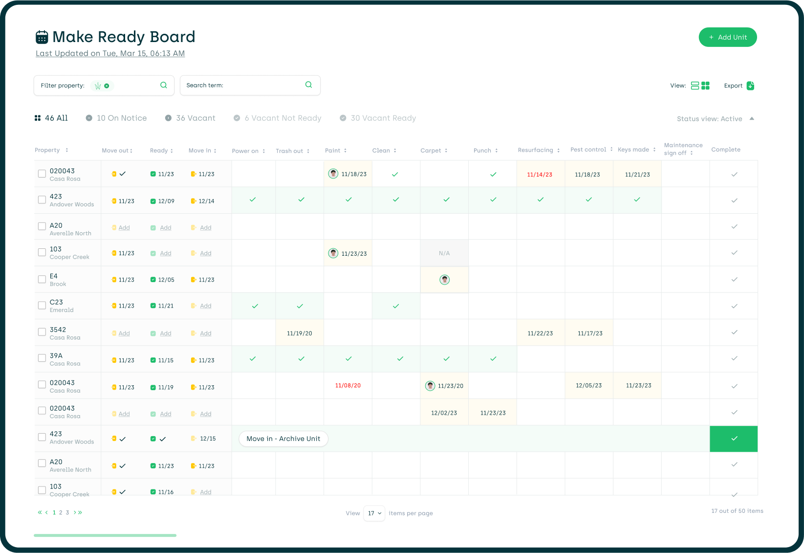 a screenshot of our updated make ready board