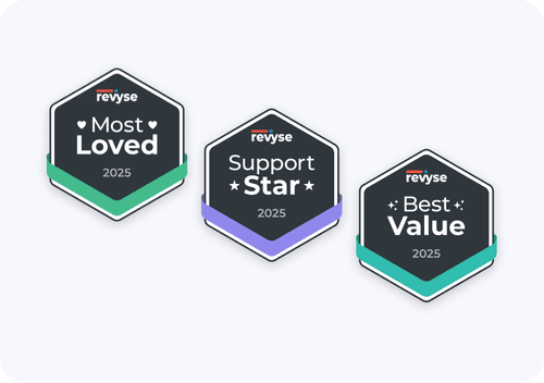 Revyse 2025 badges for best of category awards in residency, awarded to appwork