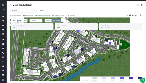 Days Vacant Heat Map, Built by AppWork on Engrain Property Maps