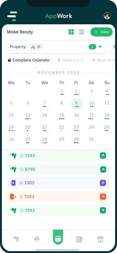 a screenshot of the make ready calendar view on a mobile device